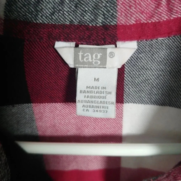 Tag Flannel Plaid Blouse Shirt, Checkered, M - Picture 7 of 7